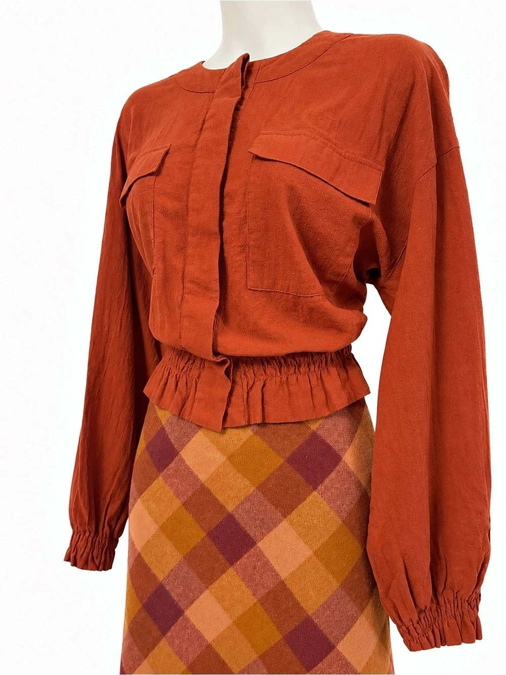 Mossimo Rust Orange Utility Blouse Jacket Size Small Y2K